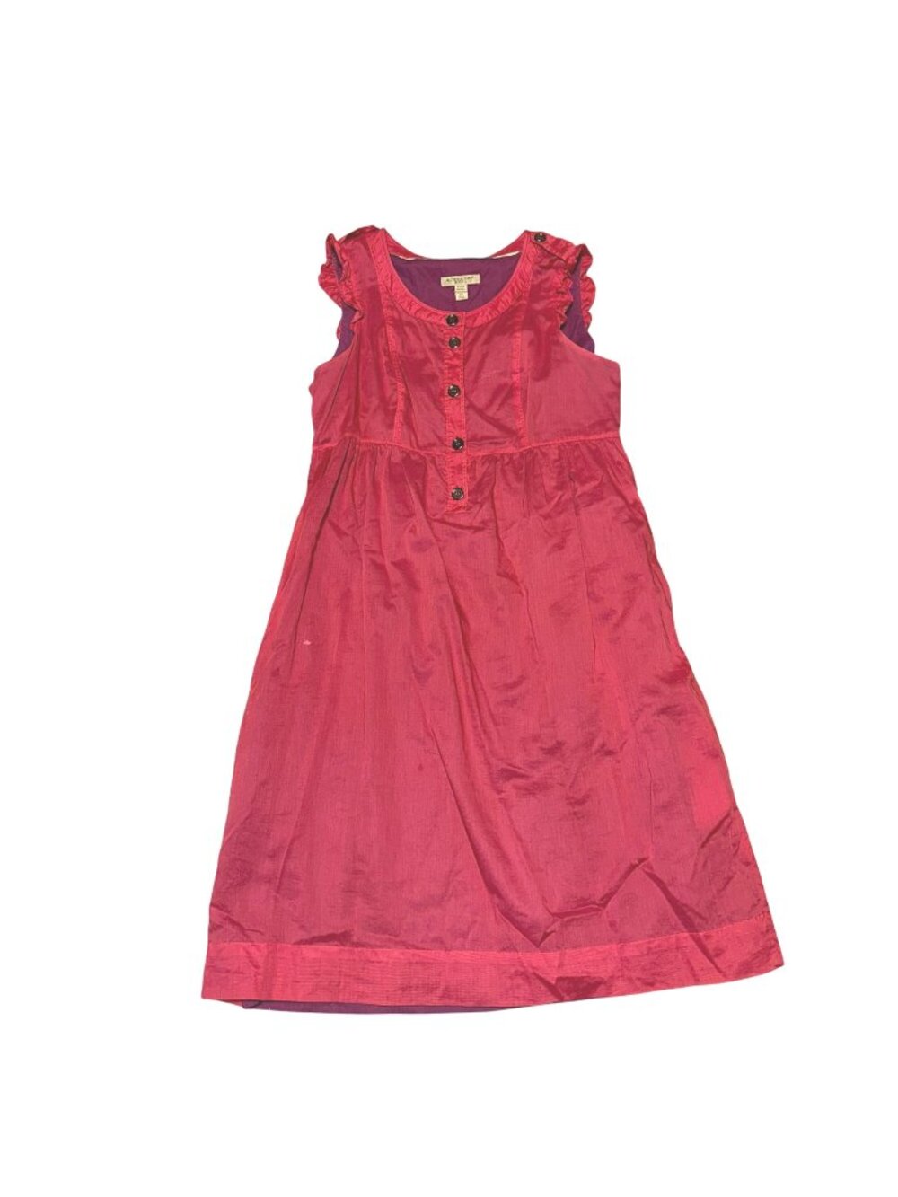 Burberry Brit Pink Button Sleeveless Dress Cotton Size 4 Womens Feminine Casual